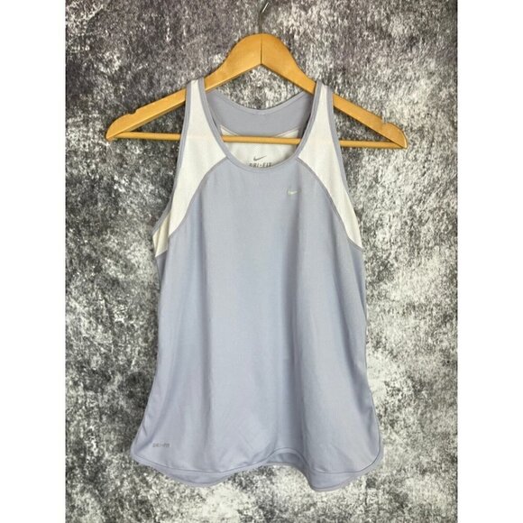 Nike Tops - Nike dri fit racer back tank top athletic workout Lilac white‎ women's size M